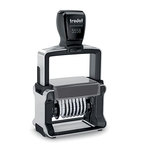 Trodat 5558 Professional Manual Numberer Stamp – 8 Digits, Self-Inking, 3/16" (5 mm) Characters, Black Ink - Image 1