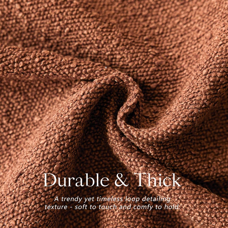 Foindtower Pack of 2 Textured Boucle Throw Pillow Covers Accent Solid Decorative Lumbar Pillow Cases Soft Couch Cushion Case for Chair Sofa Bedroom Living Room Home Decor 12x20 Inch Burnt Orange Hazel - Image 2