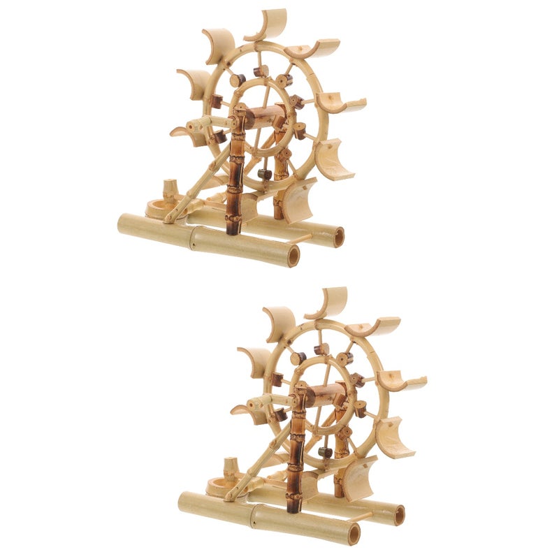 2pcs Water Wheel Tabletop Statue Water Wheel Desktop Decoration Craft - Image 1