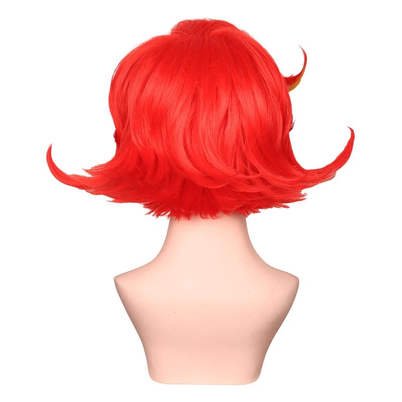 FantaLook Medium Red with Yellow Cosplay Wig for Women Halloween Costume - Image 5