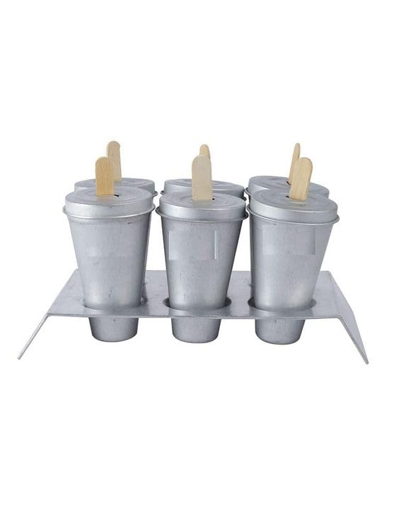 Rinkle Trendz Aluminium Kulfi Ice Cream Mould with Lid Hole Set of 6 Kulfi Mould Kulfi Maker with Stand - Image 3