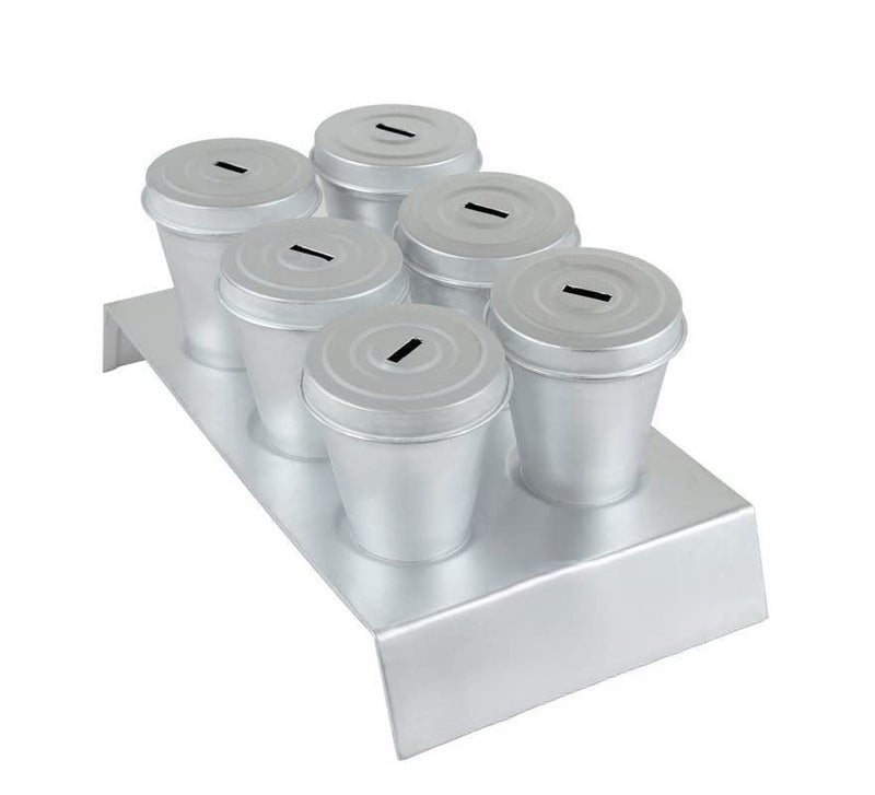 Rinkle Trendz Aluminium Kulfi Ice Cream Mould with Lid Hole Set of 6 Kulfi Mould Kulfi Maker with Stand - Image 1
