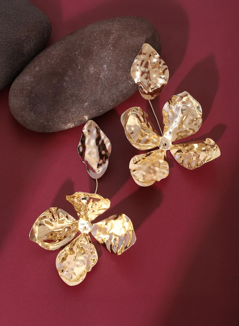 Hammered Floral Drop Earrings