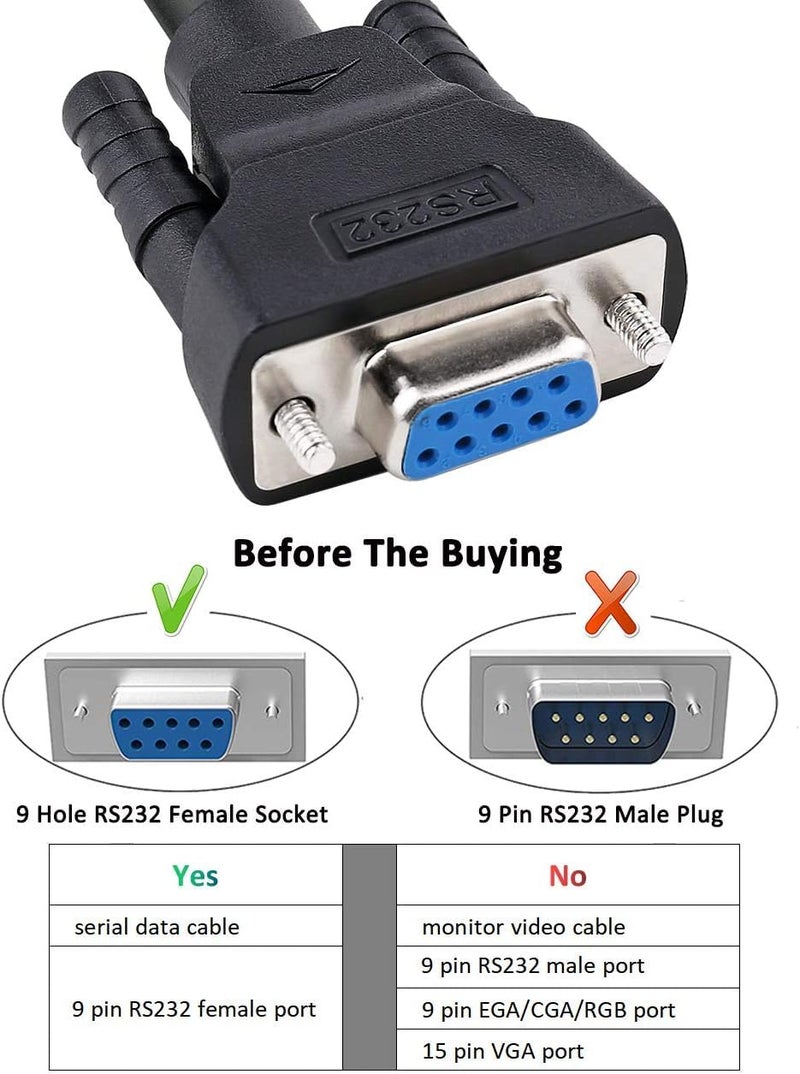 D-tech DB9 RS232 Serial Cable Female to Female Null Modem Cord Full Handshaking 7 Wire Crossover for Data Communication (1.5M) - Image 3