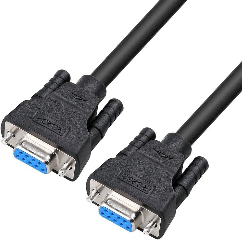 D-tech DB9 RS232 Serial Cable Female to Female Null Modem Cord Full Handshaking 7 Wire Crossover for Data Communication (1.5M) - Image 1