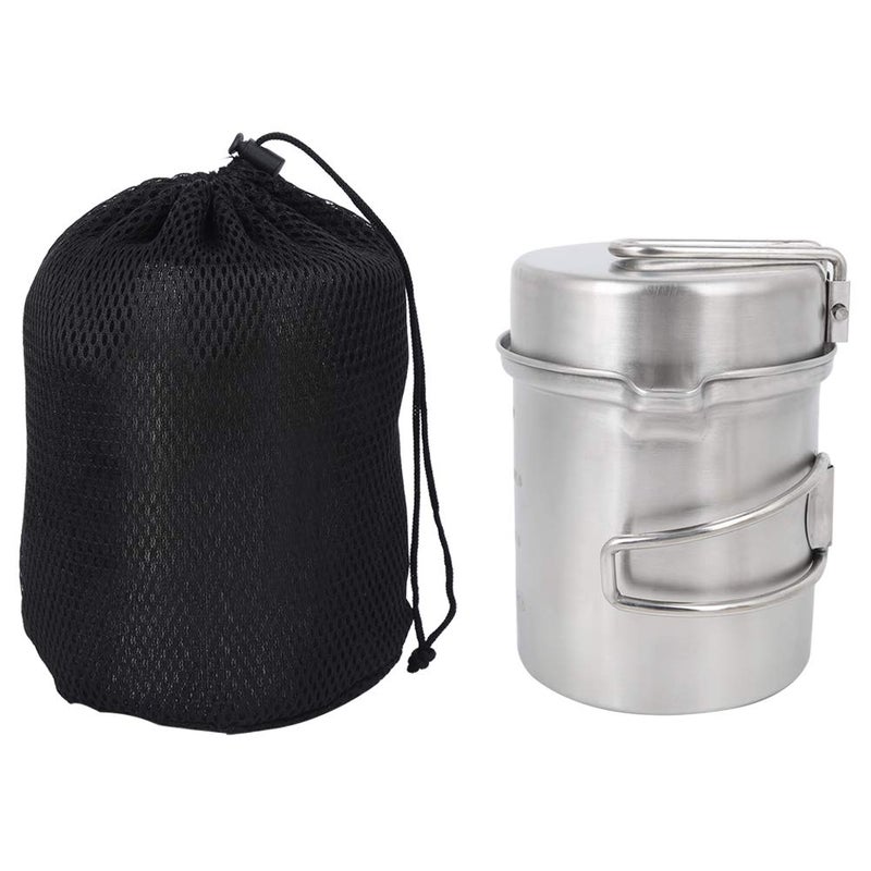 Portable Stainless Steel Camping Cookware Set With Foldable Handle And Storage Bag - Image 2