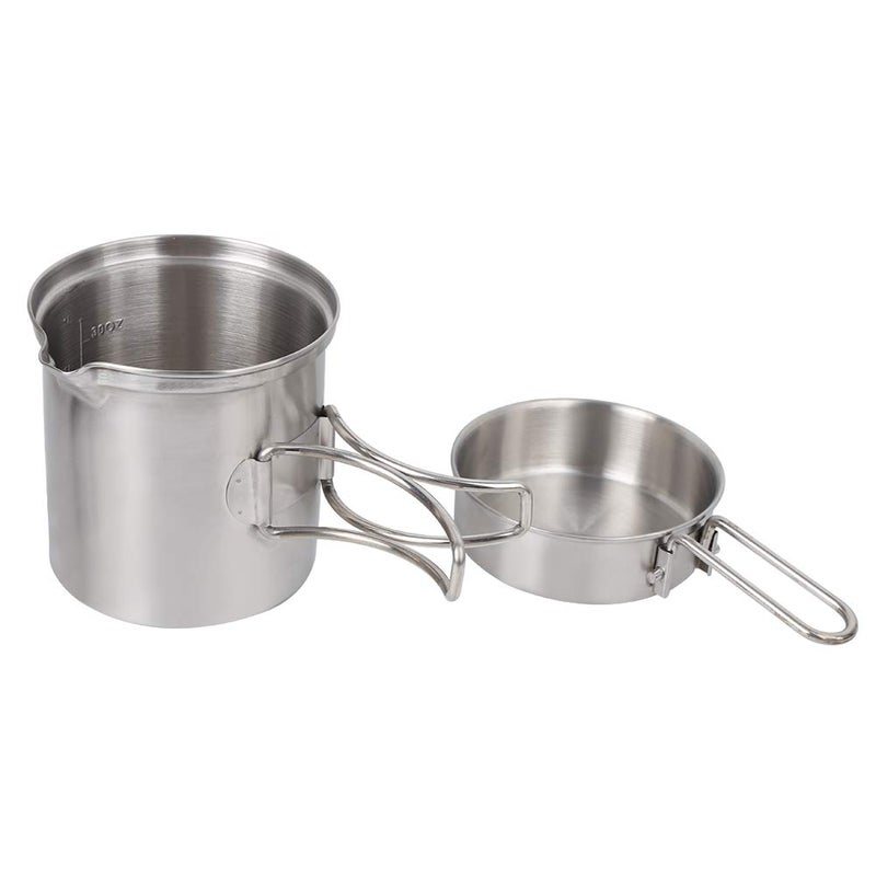 Portable Stainless Steel Camping Cookware Set With Foldable Handle And Storage Bag - Image 4