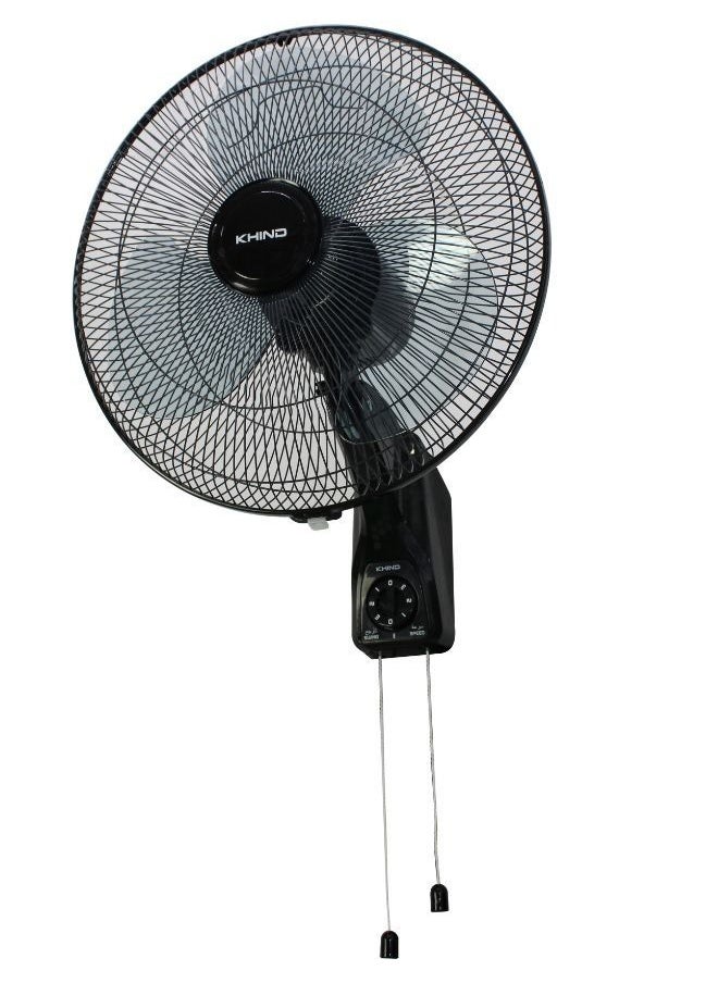 KHIND - KHIND 16 Inch WALL FAN, 3 Leaf AS Blade, 3 Speed Manual Control, Built-in Thermal Fuse, Double Pull Chord, WF16K2 – Black - Image 1