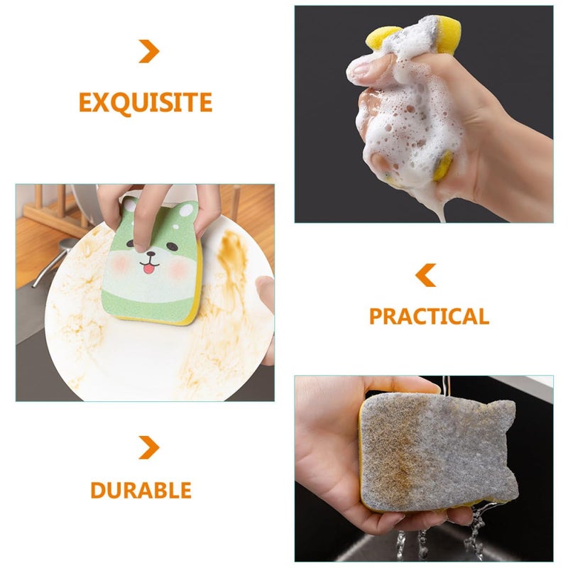 Replaceable Dish Scrub Sponges 8pcs Set Multi Functional Kitchen Cleaning Sponges Random Cartoon Styles - Image 4