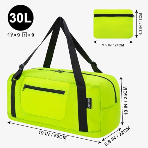 HOLYLUCK Foldable Travel Duffel Bag For Women Men Luggage Great for Gym Fluorescent yellow - Image 3