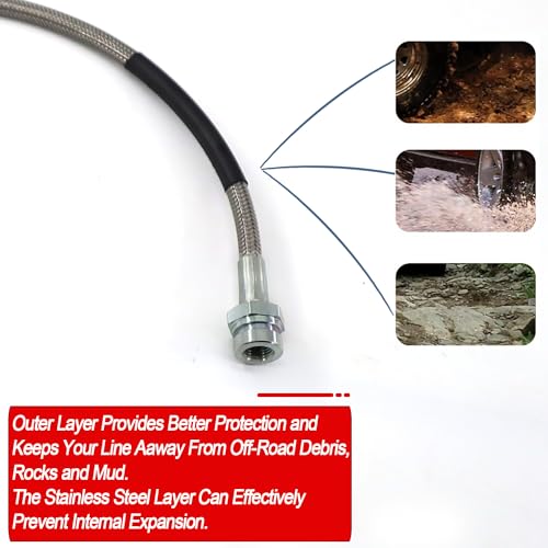 RJSPHH 89715 Front and Rear Extended Stainless Brake Lines for Jeep Wrangler TJ YJ 87-06 / Jeep Cherokee XJ 84-01 4-6" Lift - Image 5
