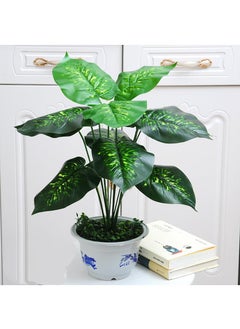 Generic 12 Forked Branches Simulated Plant Bonsai With Plastic Flower Pots Indoor Living Room Decoration Simulated Green Plants Potted Plants Artificial Flower Decorations Bonsai  - Image 1