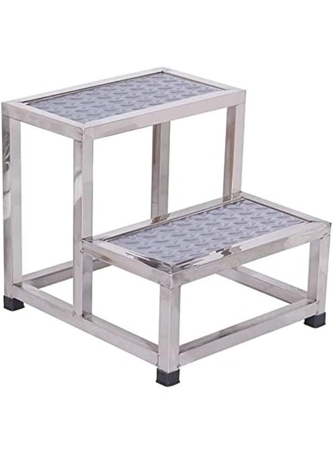 Stainless Steel Step Stool – Portable Non-Slip Household Ladder and Footstool with Anti-Slip Platform, 110kg Load Capacity for Home, Hospital, and Library Use - Image 1