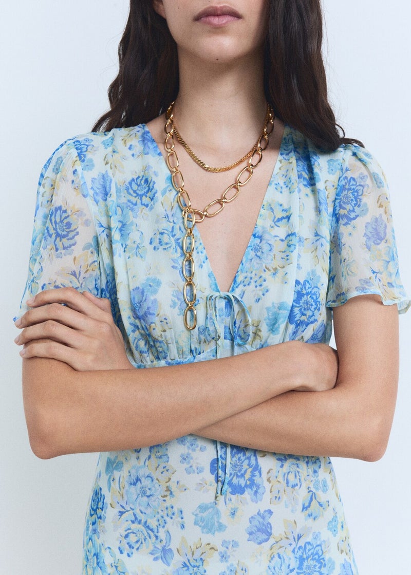MANGO Floral Chiffon Midi Dress  - Image 3