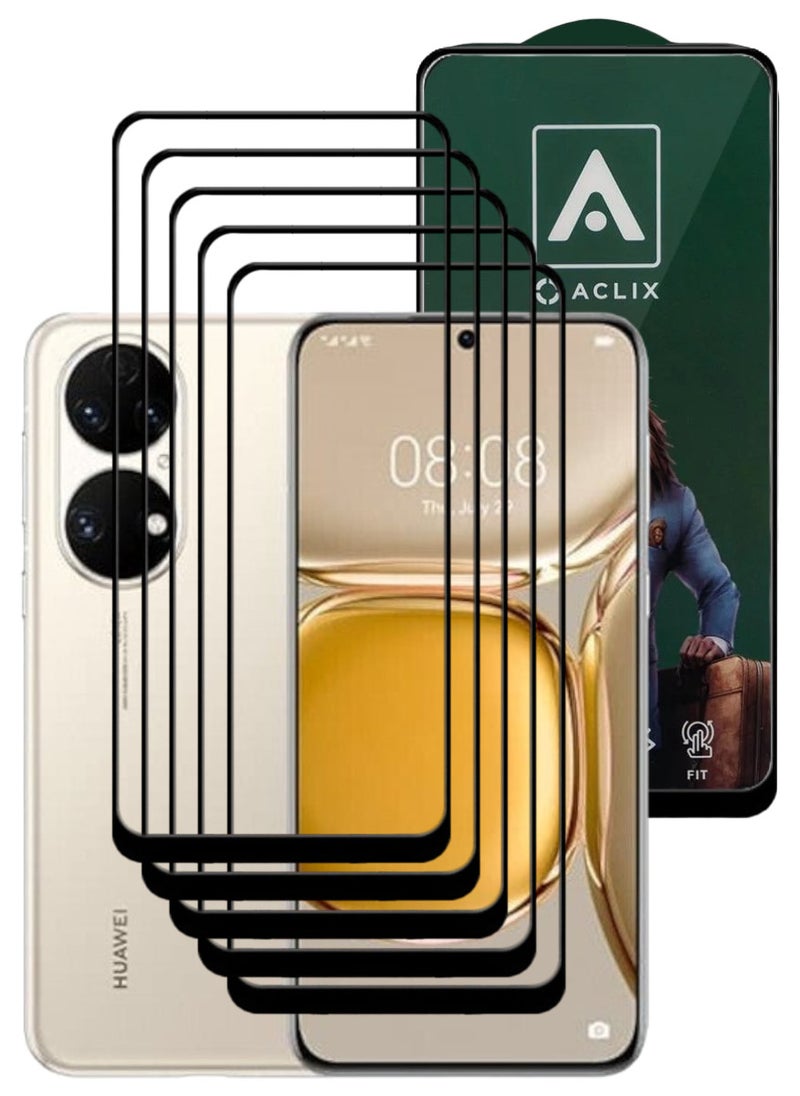 ACLIX 5 Pieces Antistatic ESD Dustproof Premium Quality High Definition Tempered Glass Screen Protector Designed For Huawei P50 - Image 1