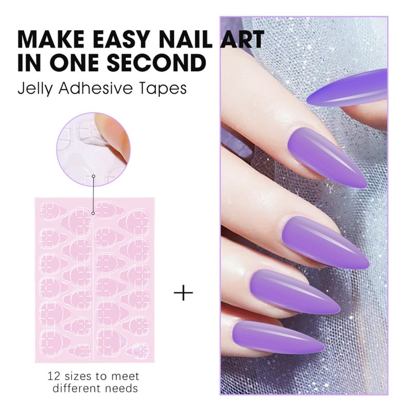 Press-on False Nail Kit Bright Color Waterdrop Shape Nail Art Tips Tools - Image 3
