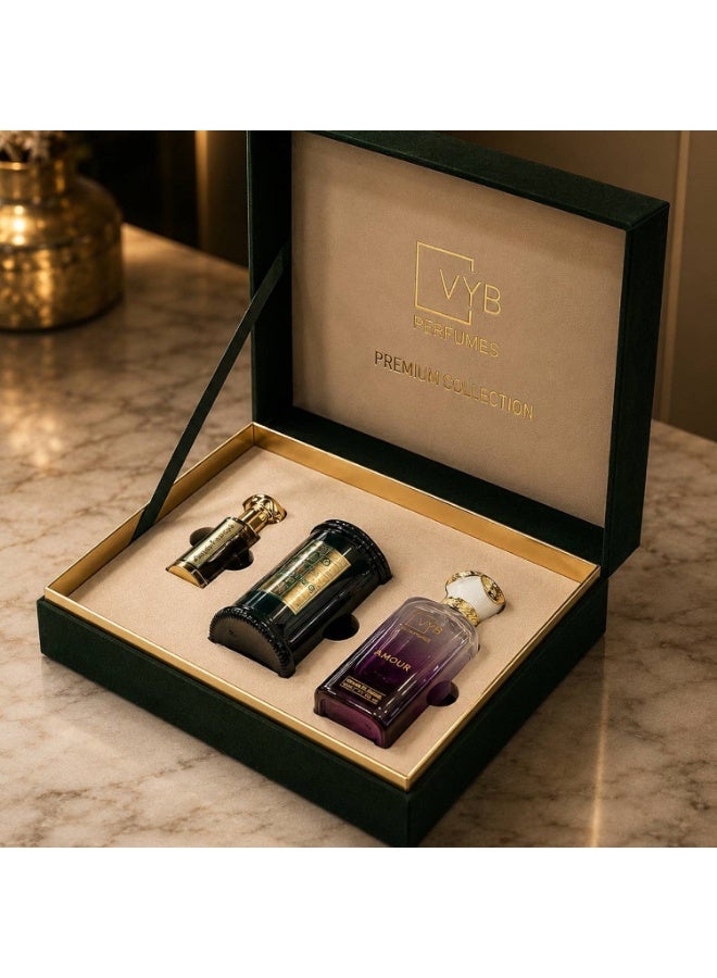 VYB Perfumes RBR Gift Boxes Extrait De Parfum Collection for Men and Women - Rouh, Burnt Desire & Royal Premium Luxury Fragrance Gift Set, Premium Gift Box for Daily Wear & Special Occasions - Image 3