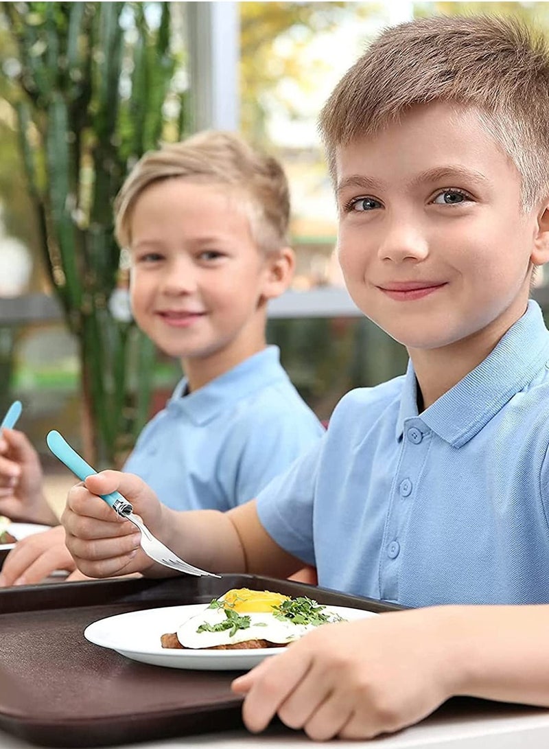كاست ويف طقم أدوات شوكة وملعقة للأطفال من الفولاذ المقاوم للصدأ للأطفال طقم أدوات مائدة من الفولاذ المقاوم للصدأ للأطفال مع مقبض دائري من السيليكون مع حقائب سفر (3 مجموعات)  - Image 2