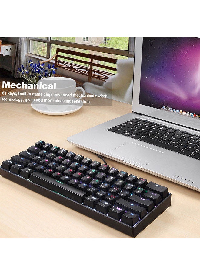 Motospeed - CK61 RGB Mechanical Gaming Keyboard OUTMU Red Switches Keyboard 61 Keys Anti-ghosting with Backlight for Gaming Black - Image 1