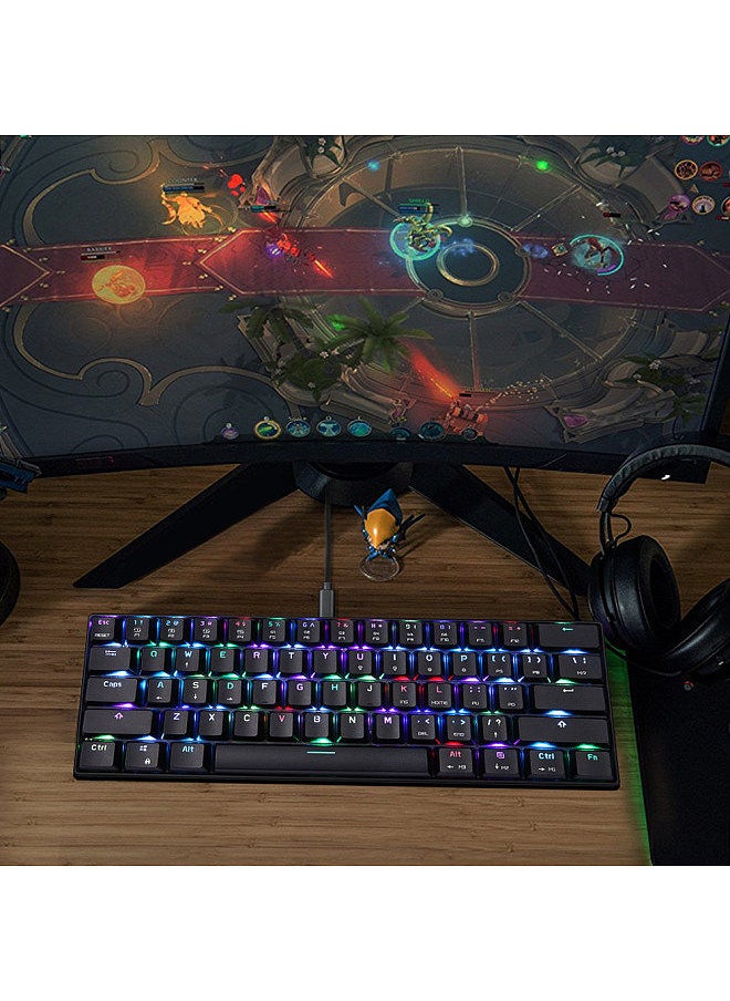 Motospeed - CK61 RGB Mechanical Gaming Keyboard OUTMU Red Switches Keyboard 61 Keys Anti-ghosting with Backlight for Gaming Black - Image 1