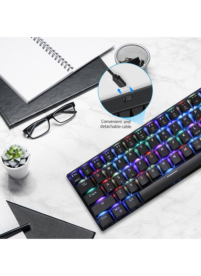 Motospeed - CK61 RGB Mechanical Gaming Keyboard OUTMU Red Switches Keyboard 61 Keys Anti-ghosting with Backlight for Gaming Black - Image 1
