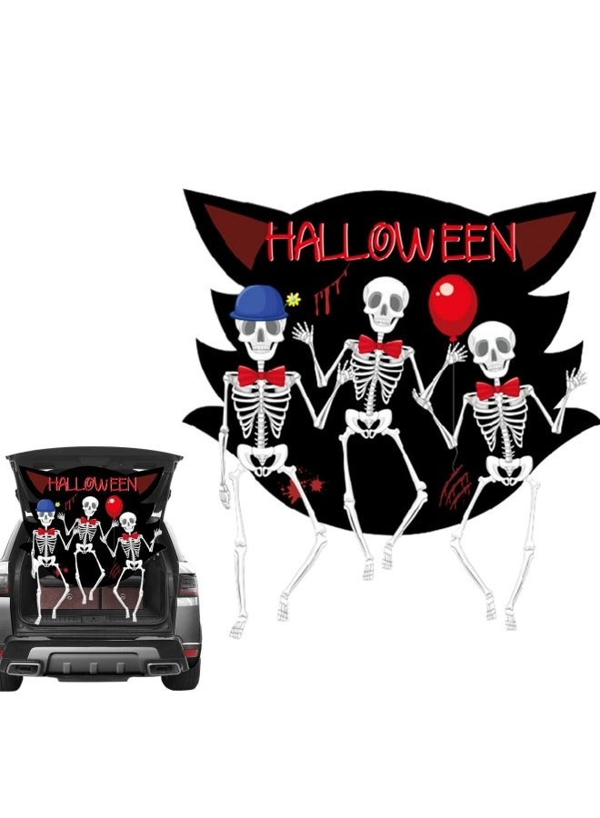GGEROU Skeleton Trunk or Treat Decorations for SUV Banner, Treat Car Decorations Kit Outdoor Garage Door Decorations, Reusable Car Backdrop - Image 2