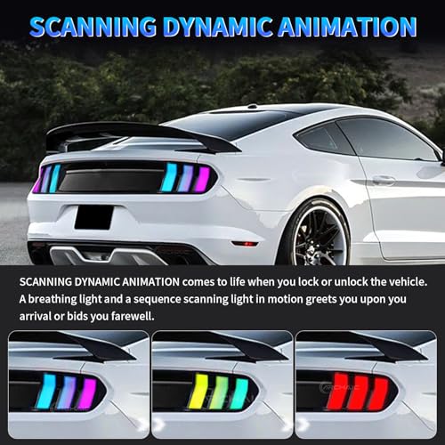 Archaic Tail Lights Assembly Compatible with 2015-2023 Ford Mustang Shelby GT350 GT500,Tail Lamp with Start Up Animation & Sequential Turn Signal - Image 5