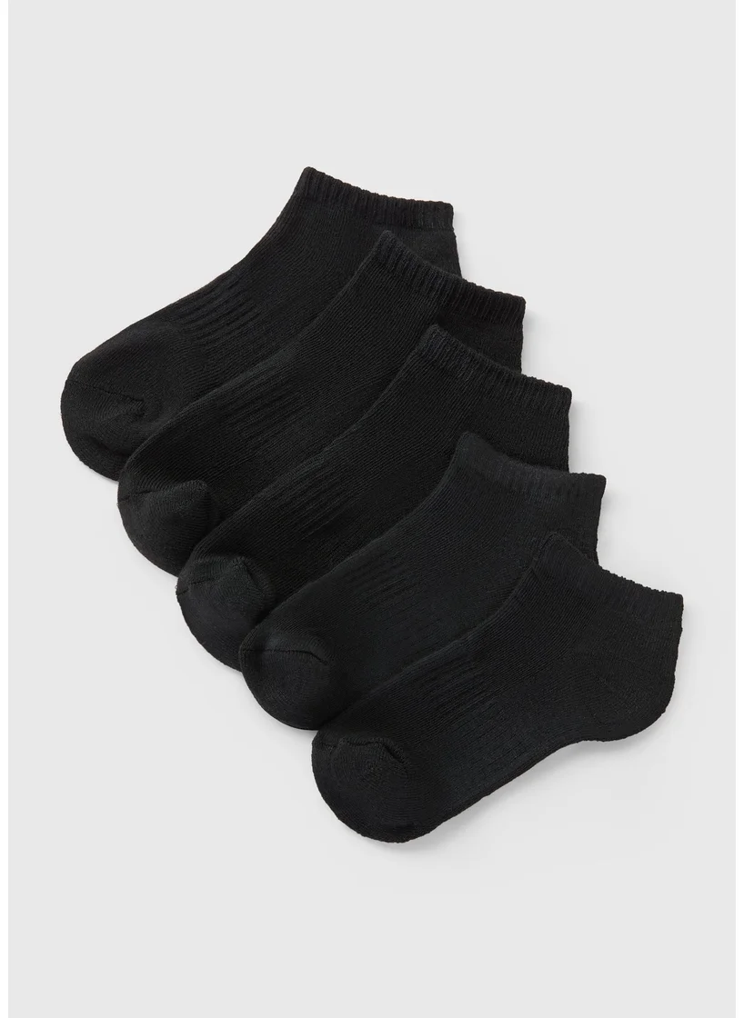 Matalan 5 Pack Boys Black Sports Trainers Socks