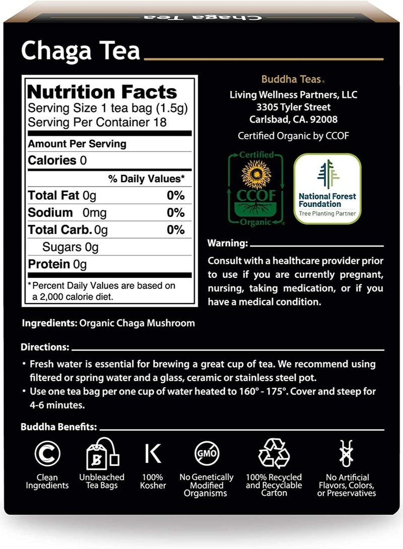 Buddha Buddha Teas Wild Harvested Chaga Tea, 18 Tea Bags  - Image 3