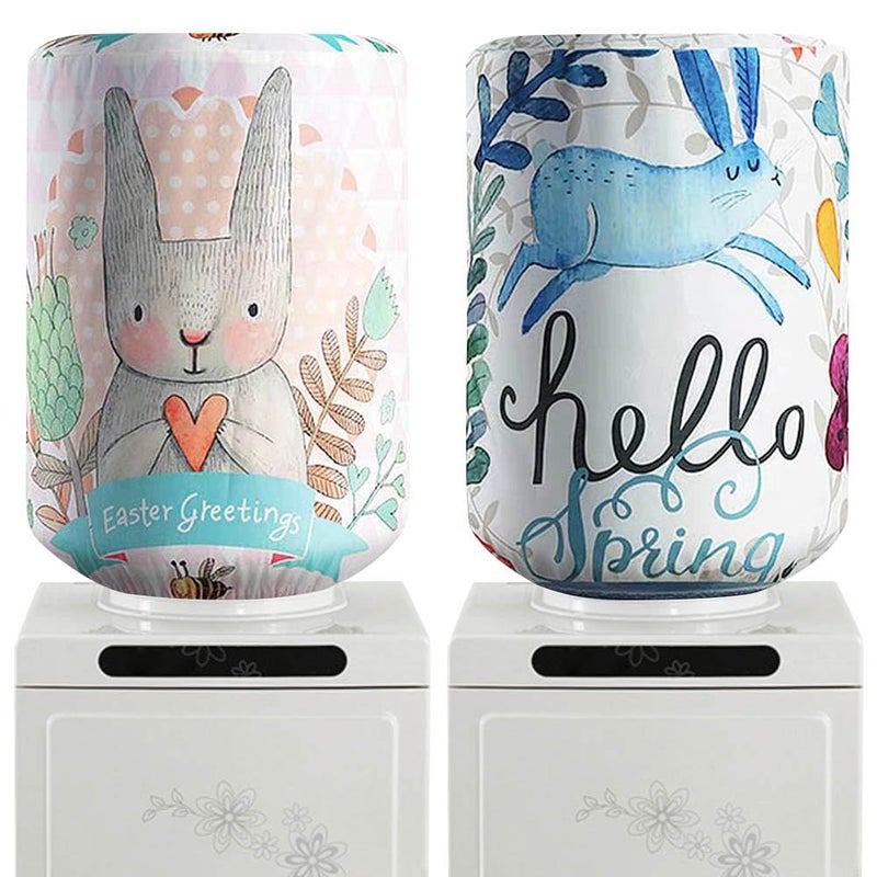 2 Pieces Water Dispenser Barrel Dust Cover for 5 Gallons Water Bottle Reusable Fabric Dust Proof Cover for Water Cooler Furniture Cover Protector Easter Party Decor for Home OfficeBunny