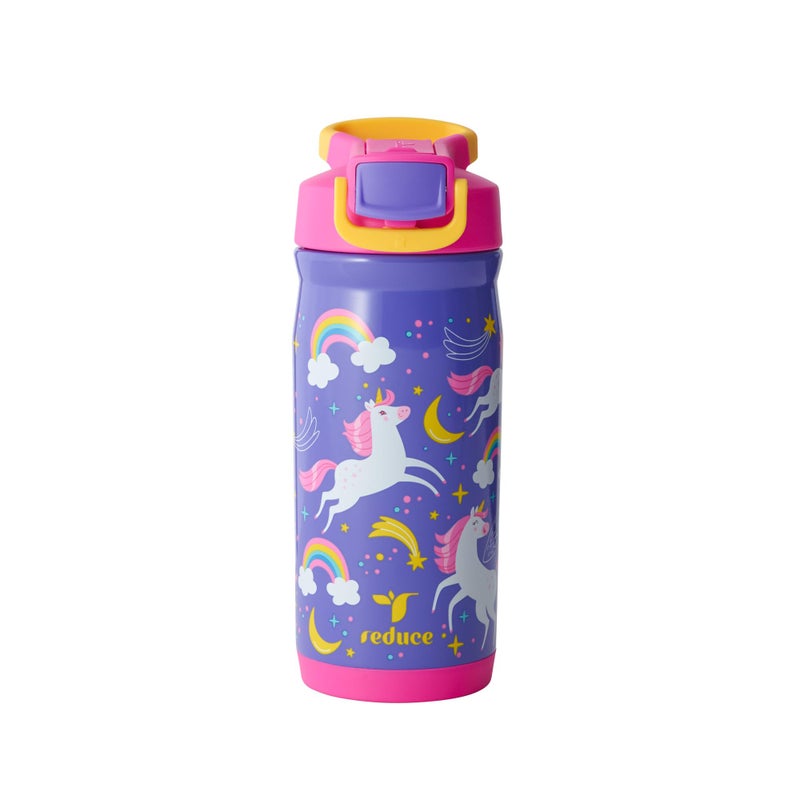 Reduce Hydrate Pro Kids 14oz Stainless Steel Insulated Water Bottle w/Straw â€“ Spill Proof Tumbler for Kids â€“ 30 Hour Cold Retention â€“ Dishwasher Safe Leak-Proof Design - Unicorn Magic - Image 1