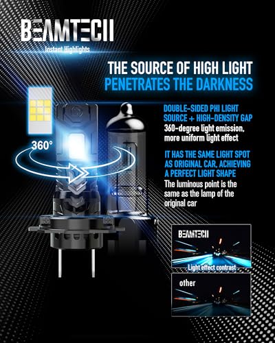 BEAMTECH H7 Light Bulb, No Adapter Need High Speed Fan 6500K Xenon White H7 Bulbs or Fog Lights Pack of 2 - Image 5