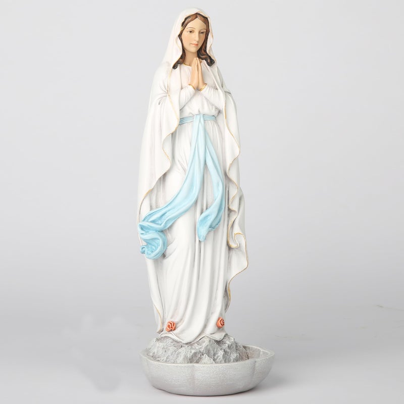 BC BUILDCLASSIC BC Catholic Our Lady of Lourdes Statue, Blessed Virgin Mary Figure, Tabletop Rosary Holder, Holy Water Font, Religious Gift, 10â€ H Classical Renaissance Sculpture Hand Painted by Buildclassic - Image 4