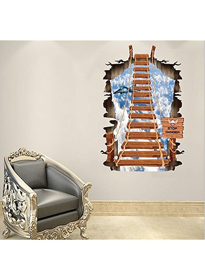 Removable 3D Broken Wall Aerial Ladder Wall Stickers Decor For Living Room Background