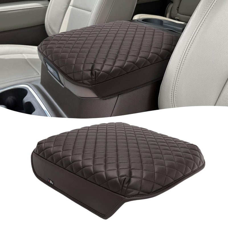 KBH Center Console Armrest Cover for Chevy Silverado GMC Sierra 20192025 Tahoe Suburban Yukon 20212025 Bucket Seat Vinyl Leather Trim AntiScratch Brownstone