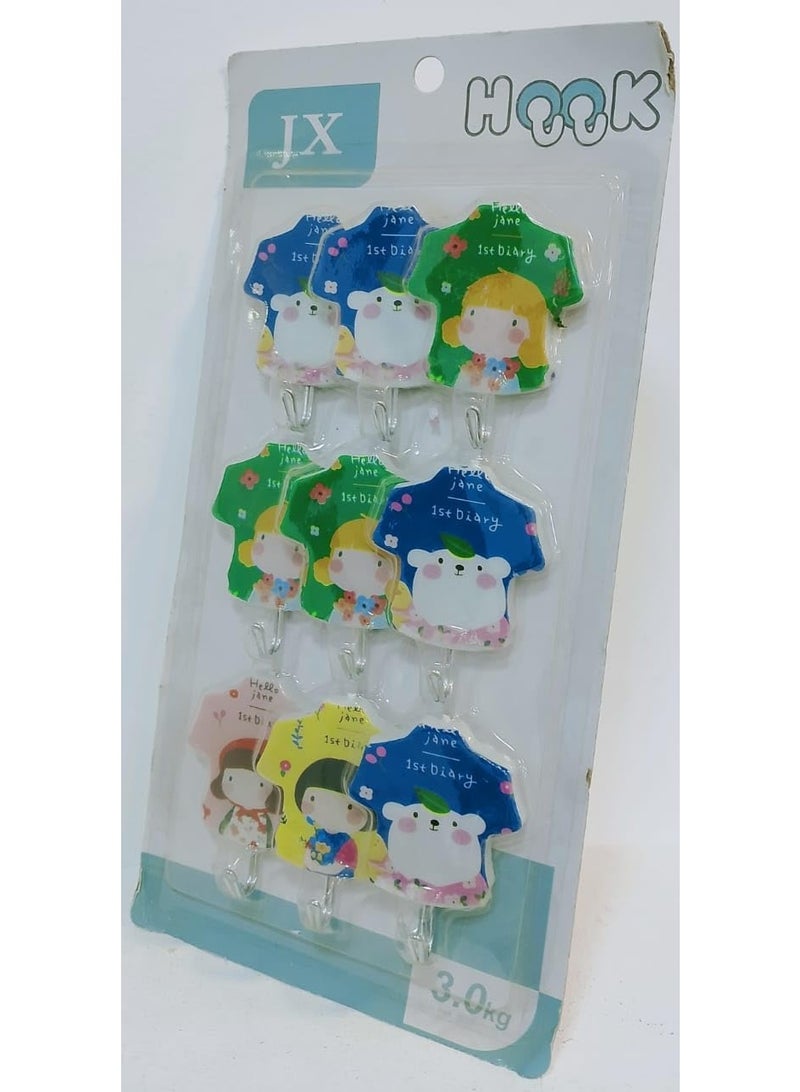 9-in-1 Self-Adhesive Wall Hooks - Cute Cartoon Character Designs - Vibrant Multiple Colors - High-Quality Durable Plastic & Metal Hook. - Image 2