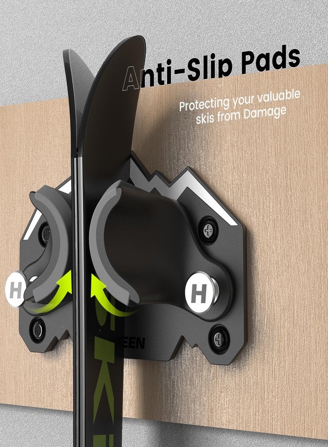 Hikeen Ski and Snowboard Wall Mount Rack - Heavy-Duty Garage Storage Organizer with Nonslip Pads, Fits All Skis & Snowboards,1pcs - Image 3