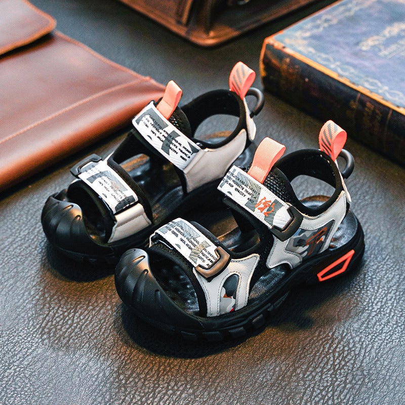 Boys Sandals Summer Children'S Velcro Children'S Baotou Shoes Soft Sole Boys Beach Shoes - Image 5