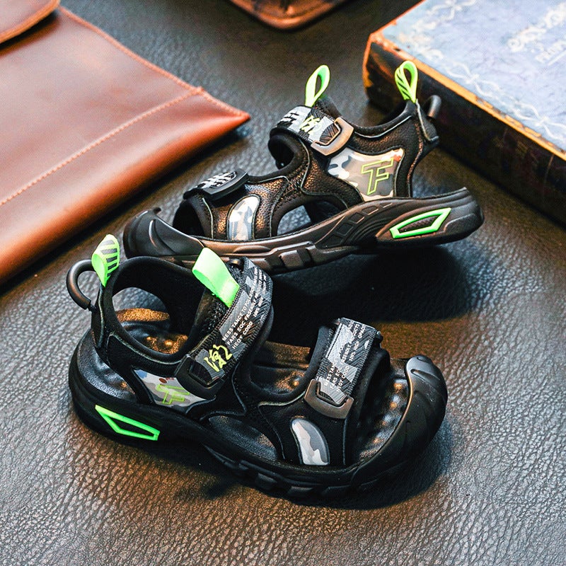 Boys Sandals Summer Children'S Velcro Children'S Baotou Shoes Soft Sole Boys Beach Shoes - Image 4