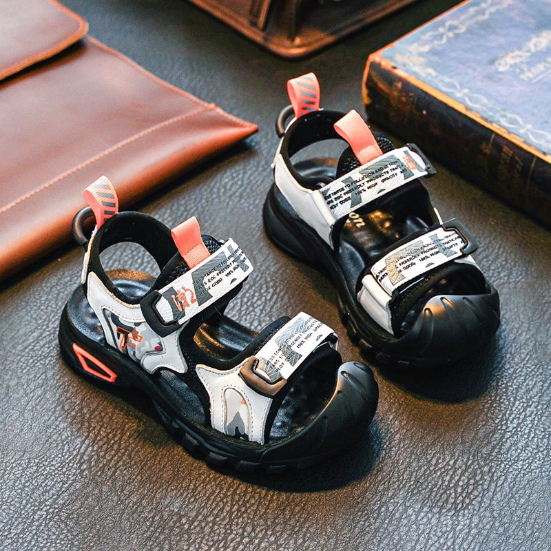 Boys Sandals Summer Children'S Velcro Children'S Baotou Shoes Soft Sole Boys Beach Shoes - Image 3