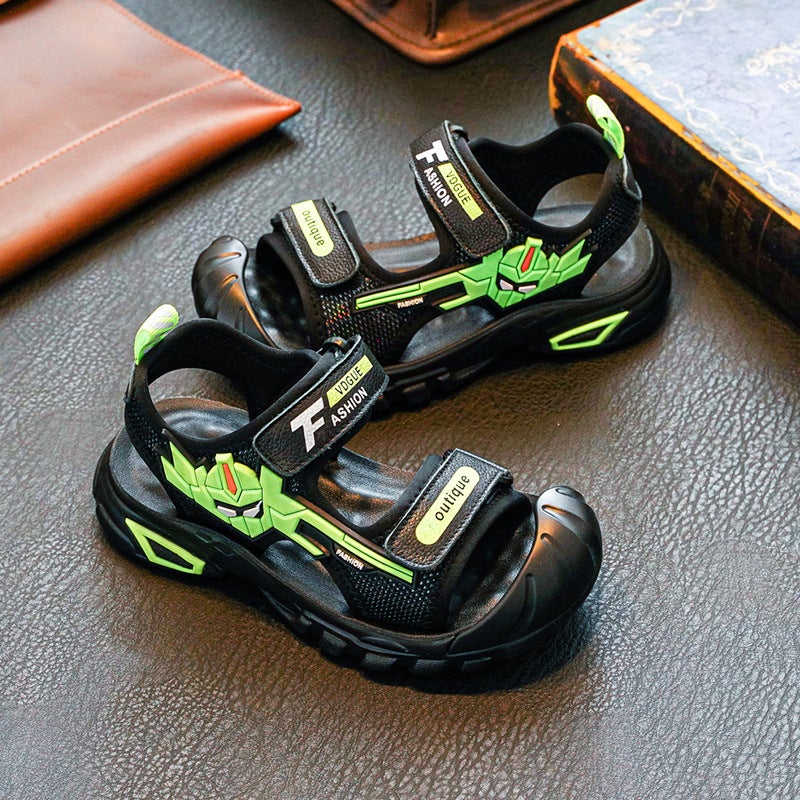Boys Sandals Summer Children'S Velcro Children'S Baotou Shoes Soft Sole Boys Beach Shoes - Image 1
