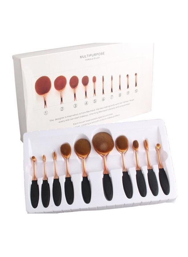 إسكدنيا طقم فراشي تجميل مكون من 12 قطعة أسود /ذهبي مائل إلى الوردي /بُنّي - Image 2