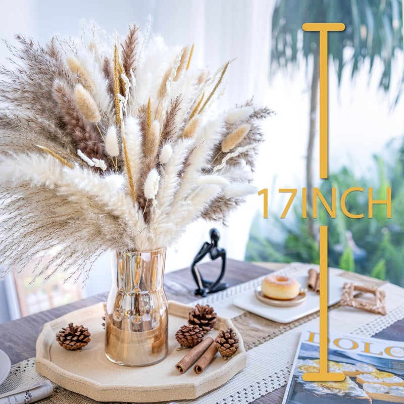 FloraDream 120PCS Natural Pampas Grass Decor Bouquet | Boho Dried Floral Arrangement Centerpiece Table Decor Wedding Decor Rustic Decor (120PCS) - Image 3