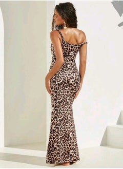 Shein SHEIN VCAY Casual Knit Leopard Pattern Asymmetrical Fitted Dress For Women  - Image 5
