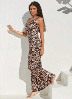 Shein SHEIN VCAY Casual Knit Leopard Pattern Asymmetrical Fitted Dress For Women  - Image 4