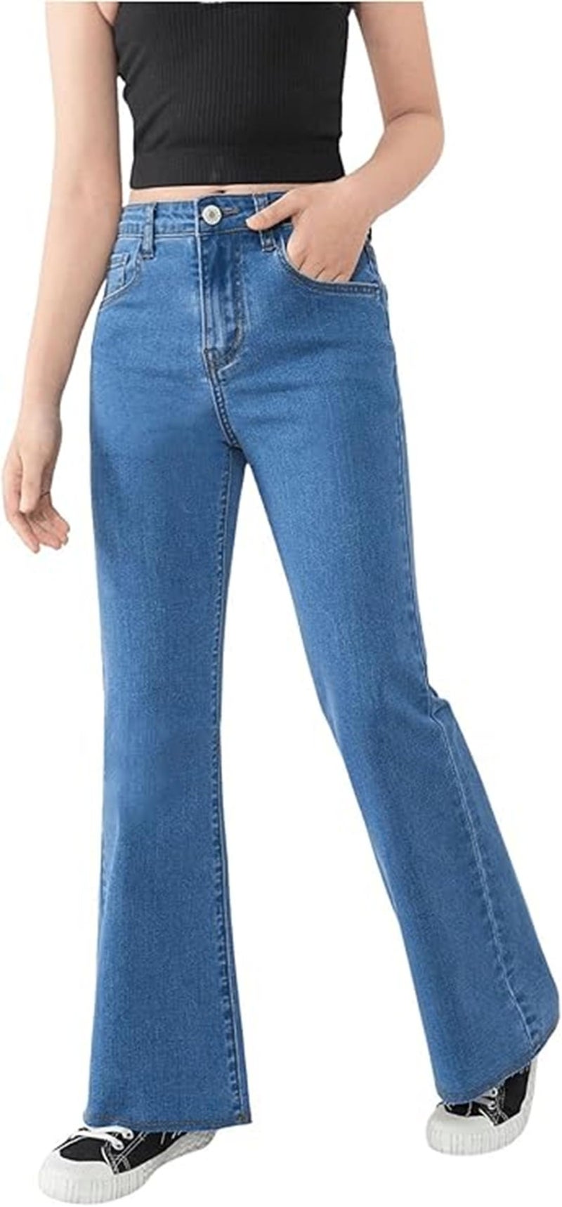 ADBUCKS Breathable and Stretchable Denim Bootcut Bell Bottom Jeans for Girls | Age Group - 8-14 Years (in, Age, 5 Years, 6 Years, Blue) - Image 3