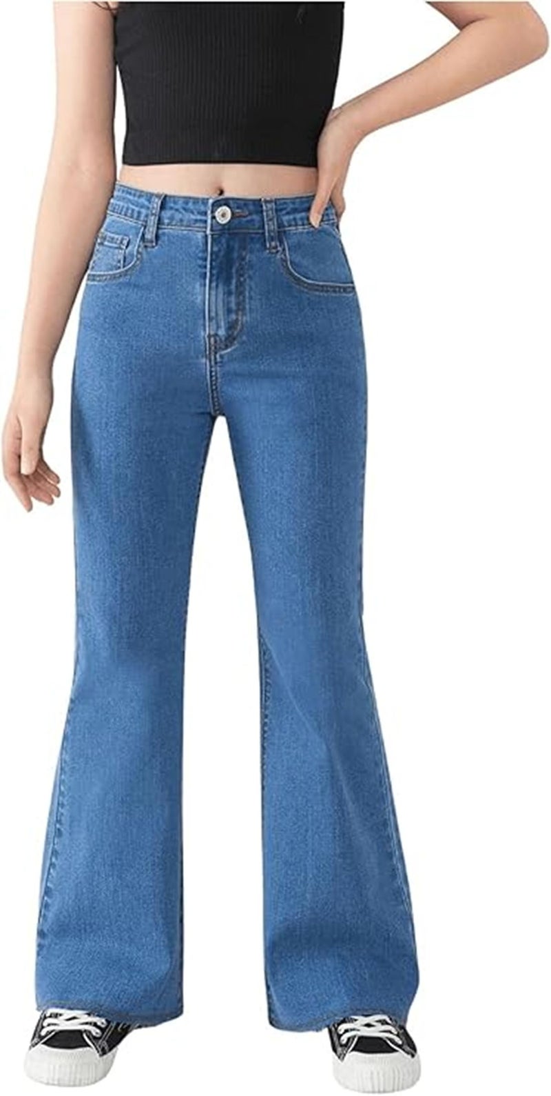 ADBUCKS Breathable and Stretchable Denim Bootcut Bell Bottom Jeans for Girls | Age Group - 8-14 Years (in, Age, 5 Years, 6 Years, Blue) - Image 1