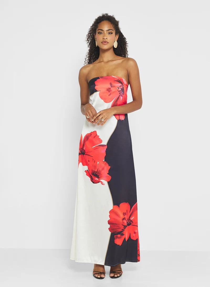 جينجر Bandeau Oversize Floral Resort Dress
