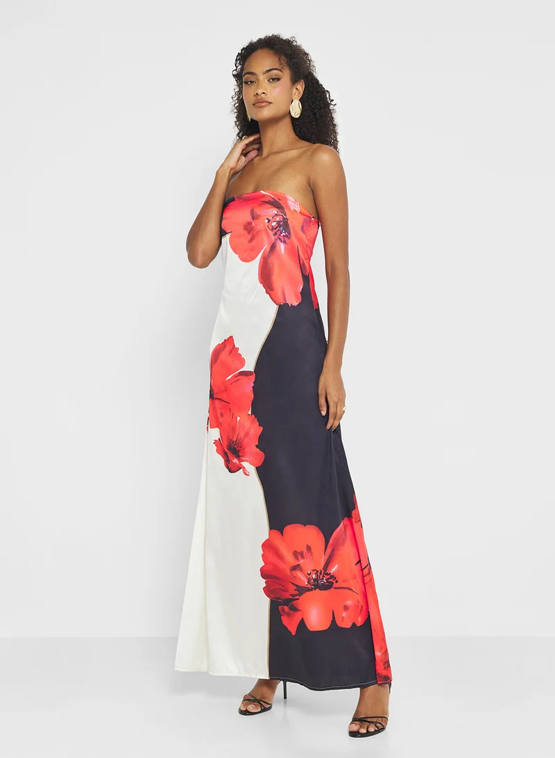 جينجر Bandeau Oversize Floral Resort Dress