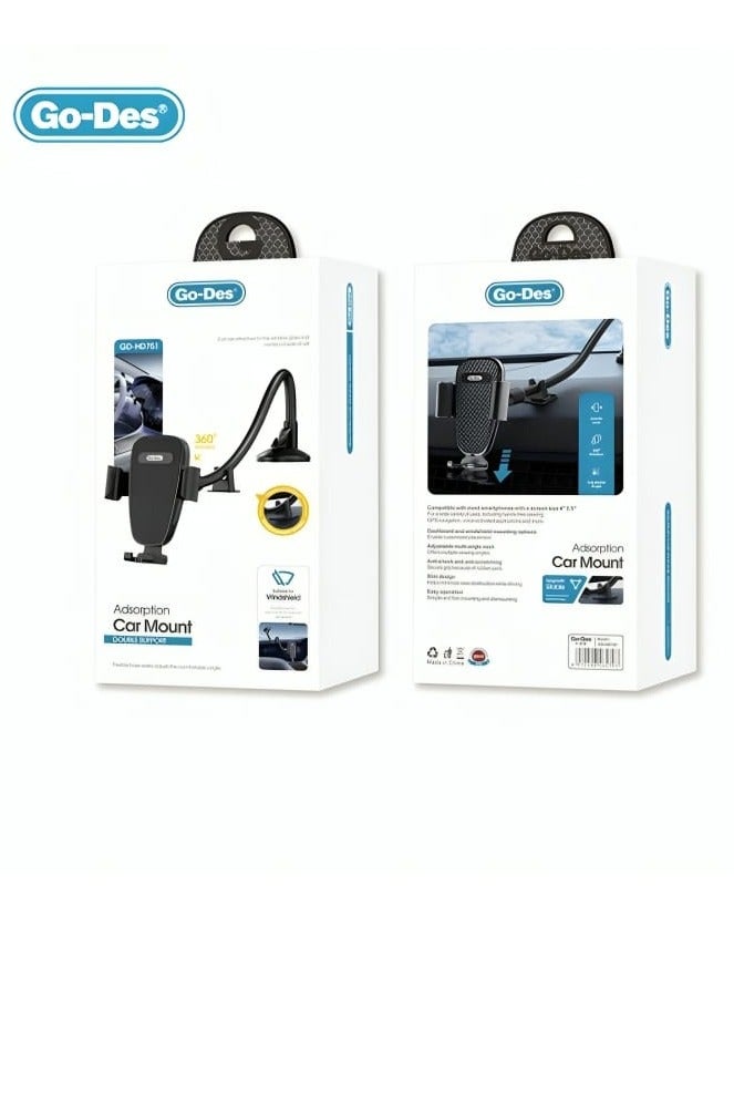 GO-DES GD-HD751 Adsorption Car Mount Double Support Can Be Attached to The window Glass and Center Console - Image 3